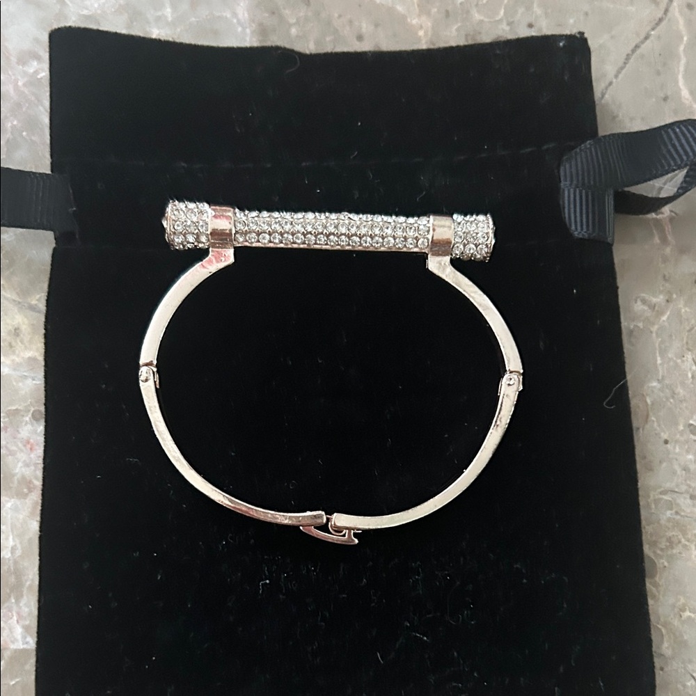 Silver Crystal Bar Bangle Bracelet - Women Jewelry